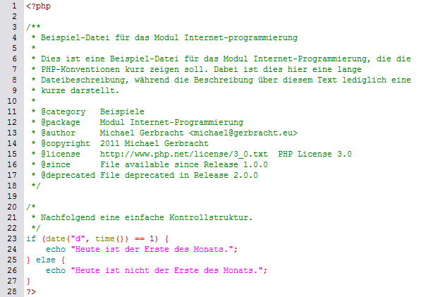 Beispiel der PHP-Konventionen