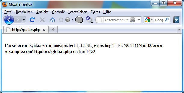 Fehler in einer PHP-Datei